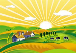 Free Rural landscape with vineyards Clipart and Vector