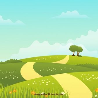 Spring landscape background with path