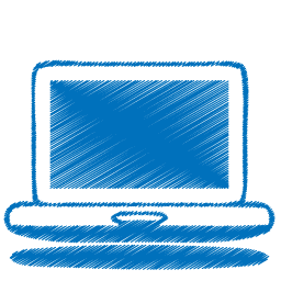 Blue Sketch Laptop Icon, PNG ClipArt Image