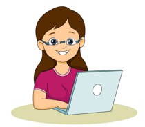 Teenage Girl Working On Laptop Clipart