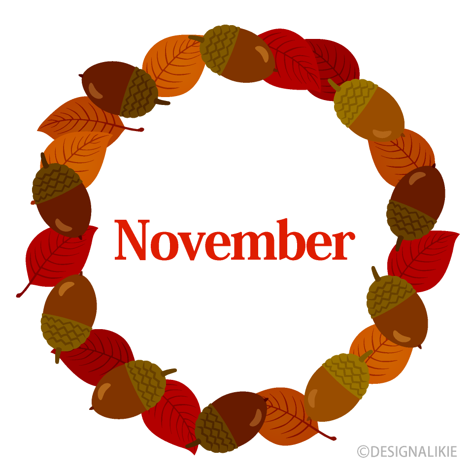 Acorns and Leaves Wreath November Clipart Free Picture