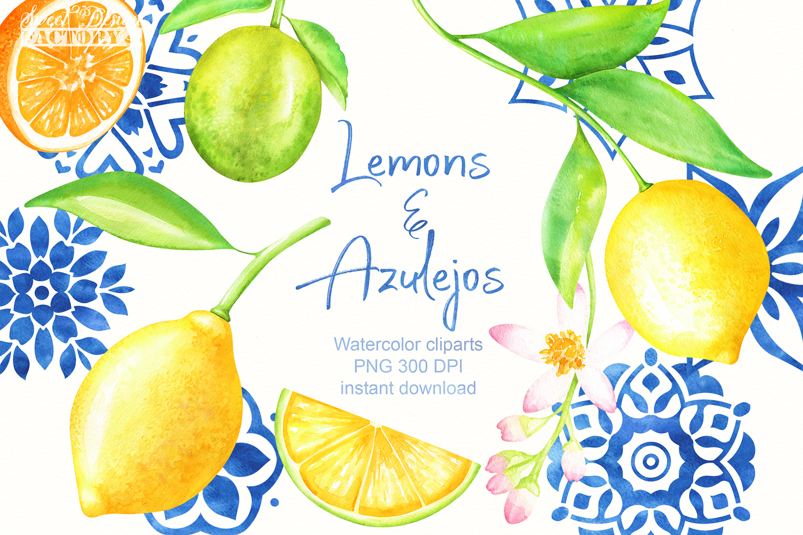 Watercolor lemons and.
