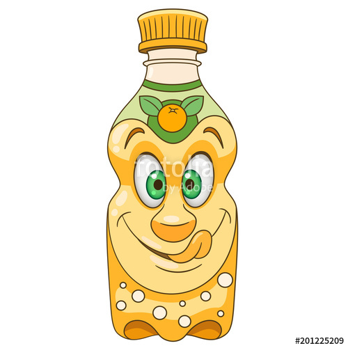 Cartoon Orange Juice Bottle, Lemonade