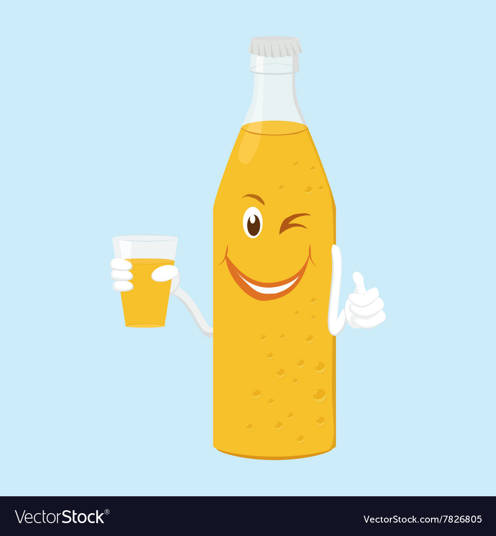 Fun bottle of lemonade with glass