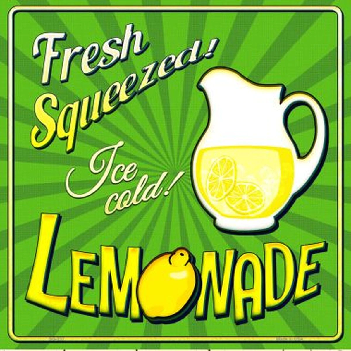 Fresh Squeezed Ice Cold Lemonade Wholesale Novelty Square Sign SQ