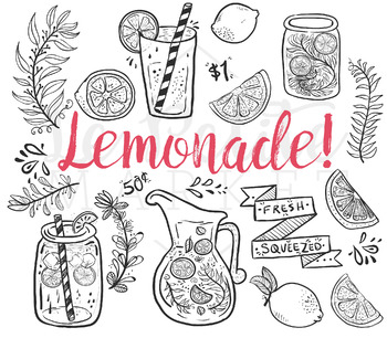 Lemonade Clip Art Set, Summer Illustrations, Lemonade Clipart Graphics