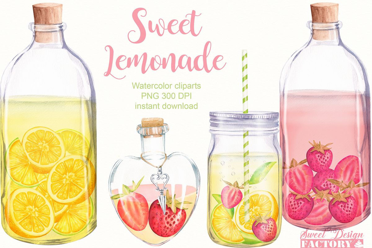 Watercolor lemonades clipart