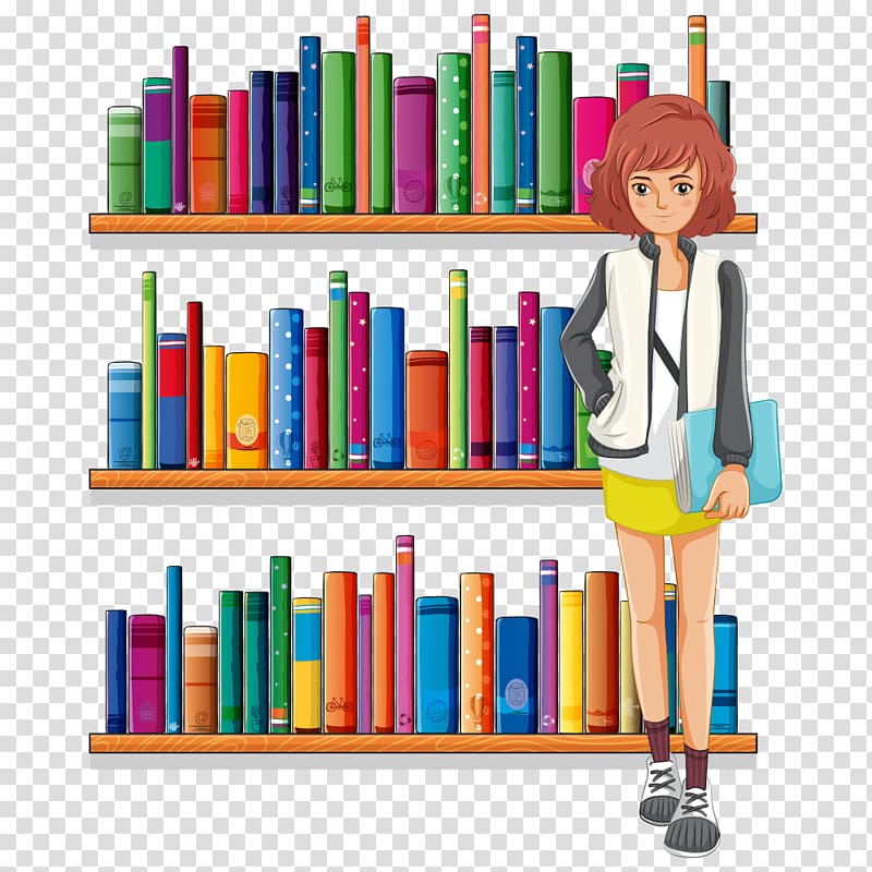 Library Librarian , Cartoon books transparent background PNG