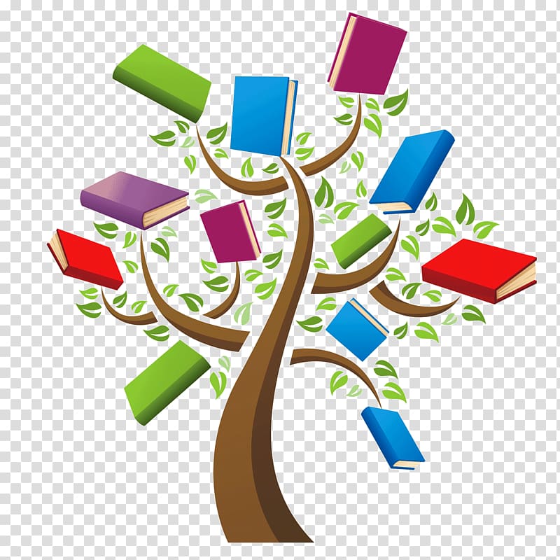 Multicolored book family tree , Book Library Reading Tree