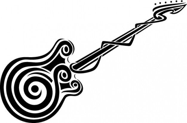 Guitar clipart with an spiral Free Vector