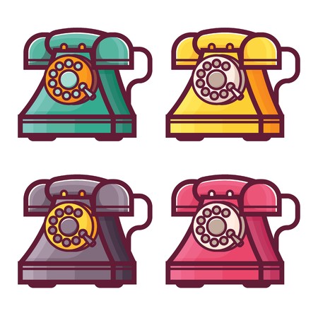 Retro phones with rotary dial icons