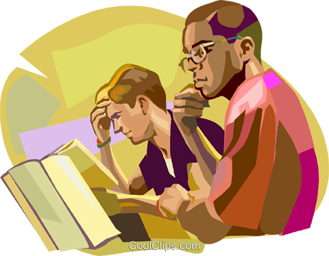 Students studying at school Royalty Free Vector Clip Art