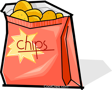 Bag of chips Royalty Free Vector Clip Art illustration