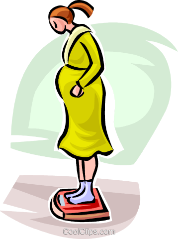 Pregnant woman on a scale Royalty Free Vector Clip Art