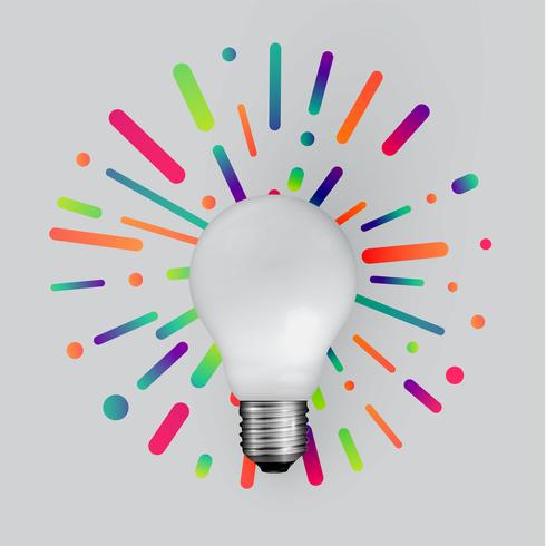 Realistic matte lightbulb with colorful background, vector