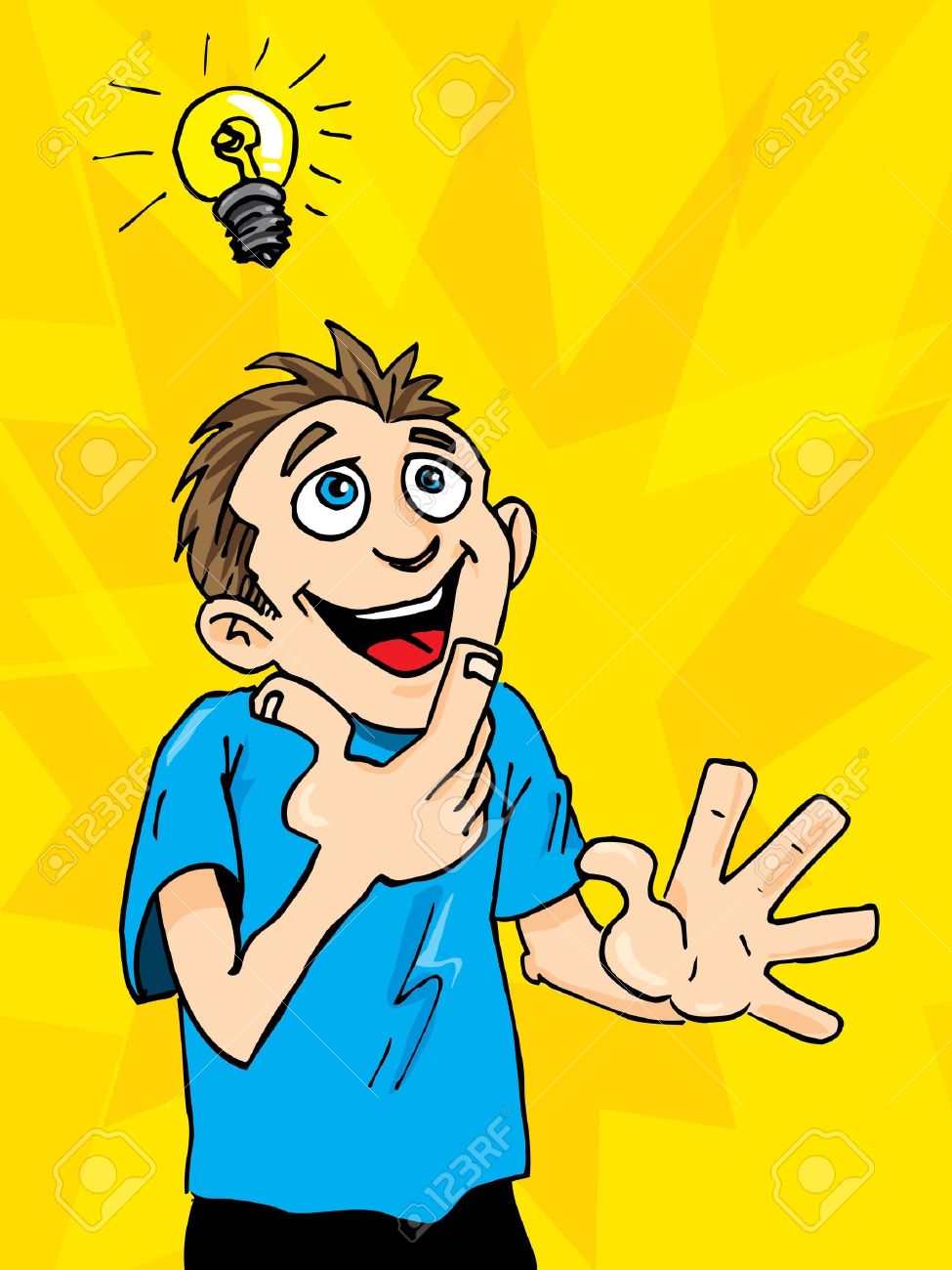 Person with lightbulb over head clipart
