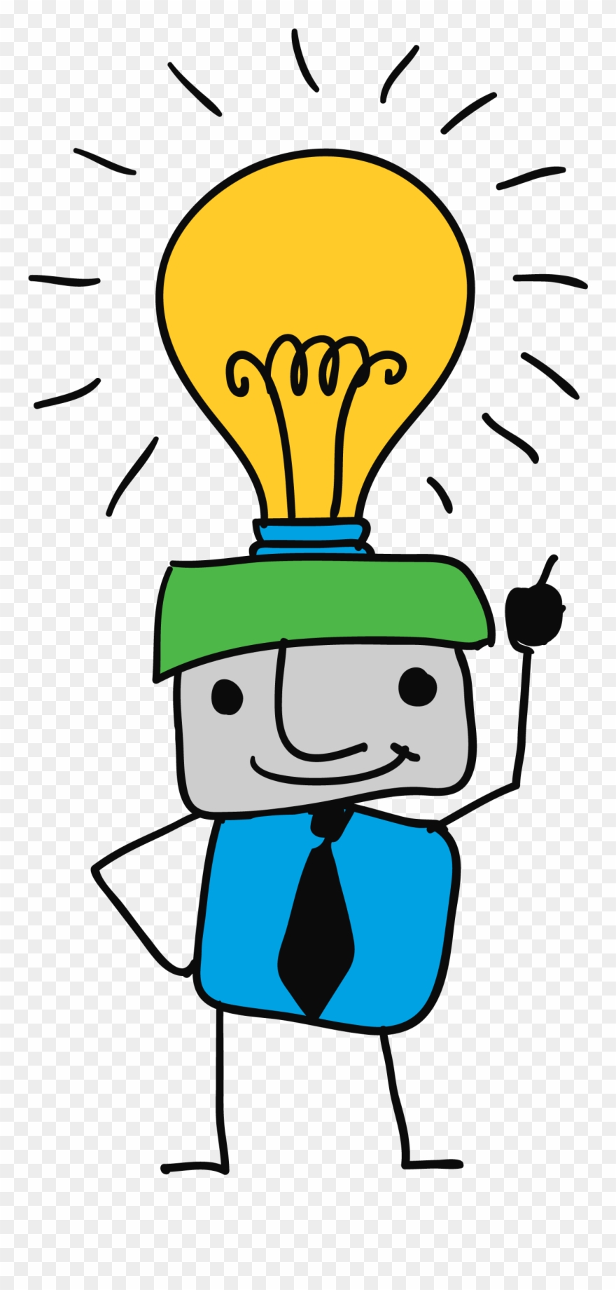 A Drawing Of A Person With A Lit Light Bulb On Their