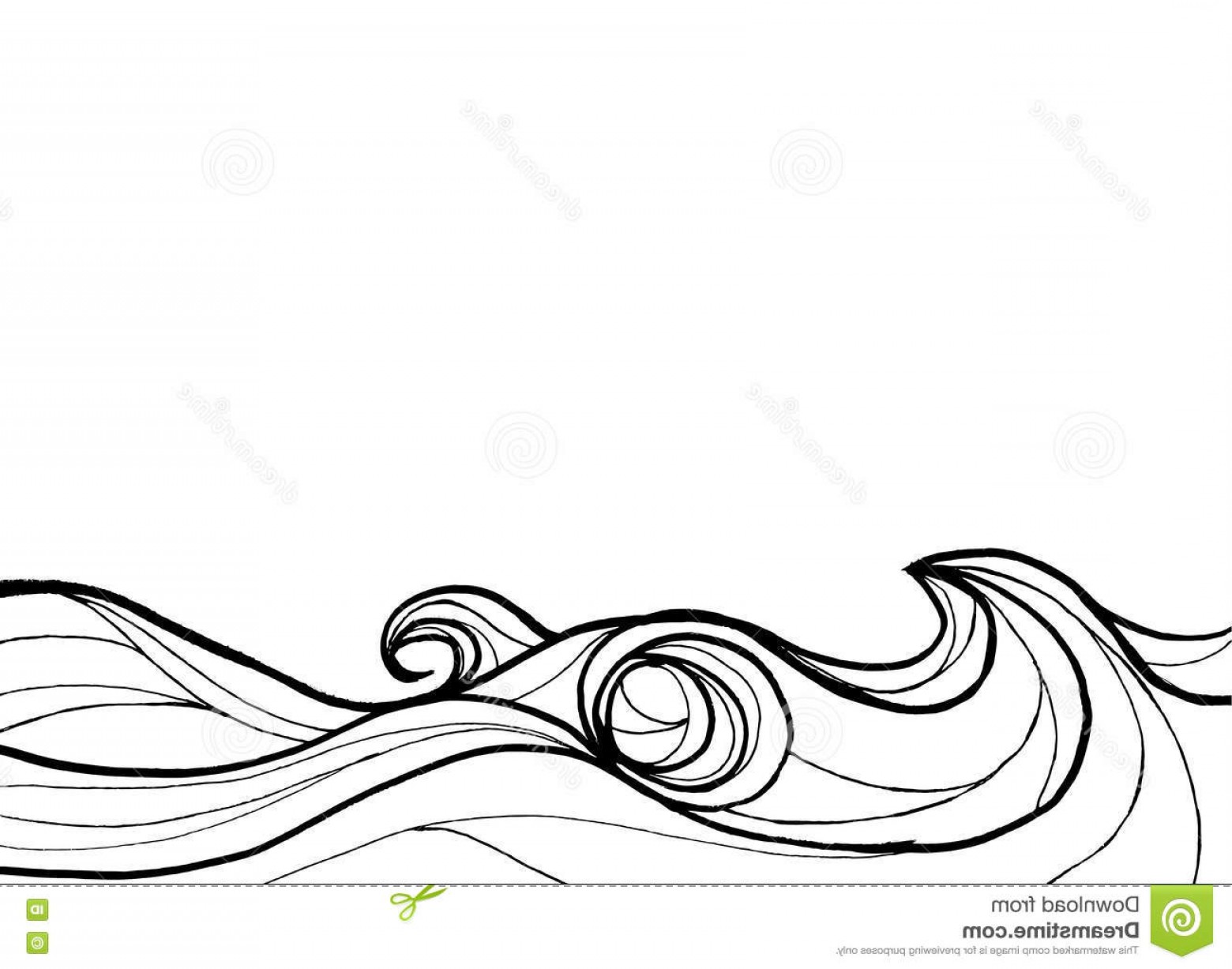 Stock Illustration Abstract Ocean Line Art Black White