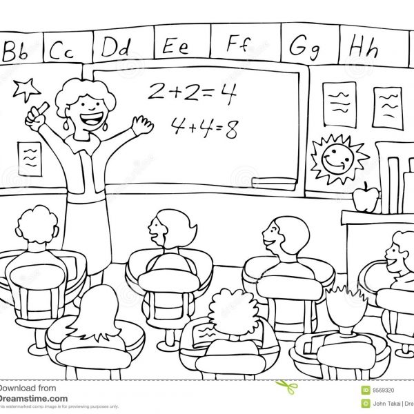 line clipart black and white classroom