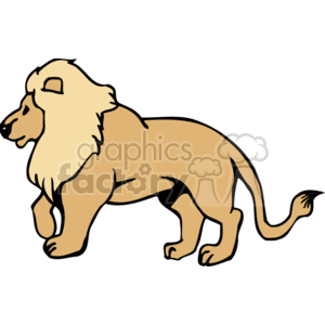 Side profile of a golden colored male lion clipart