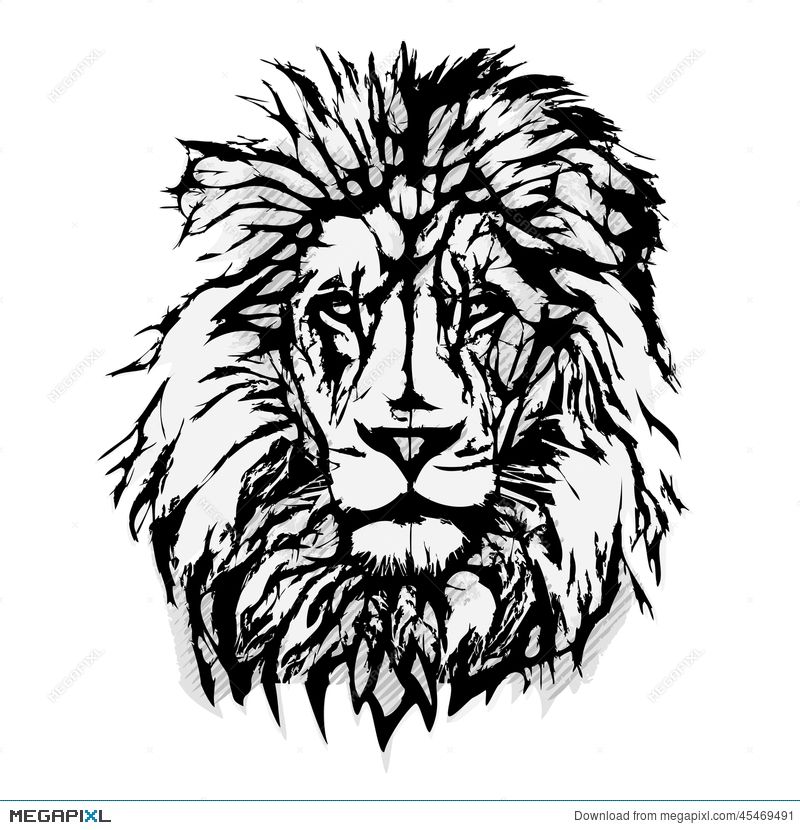 Lion head graphic.