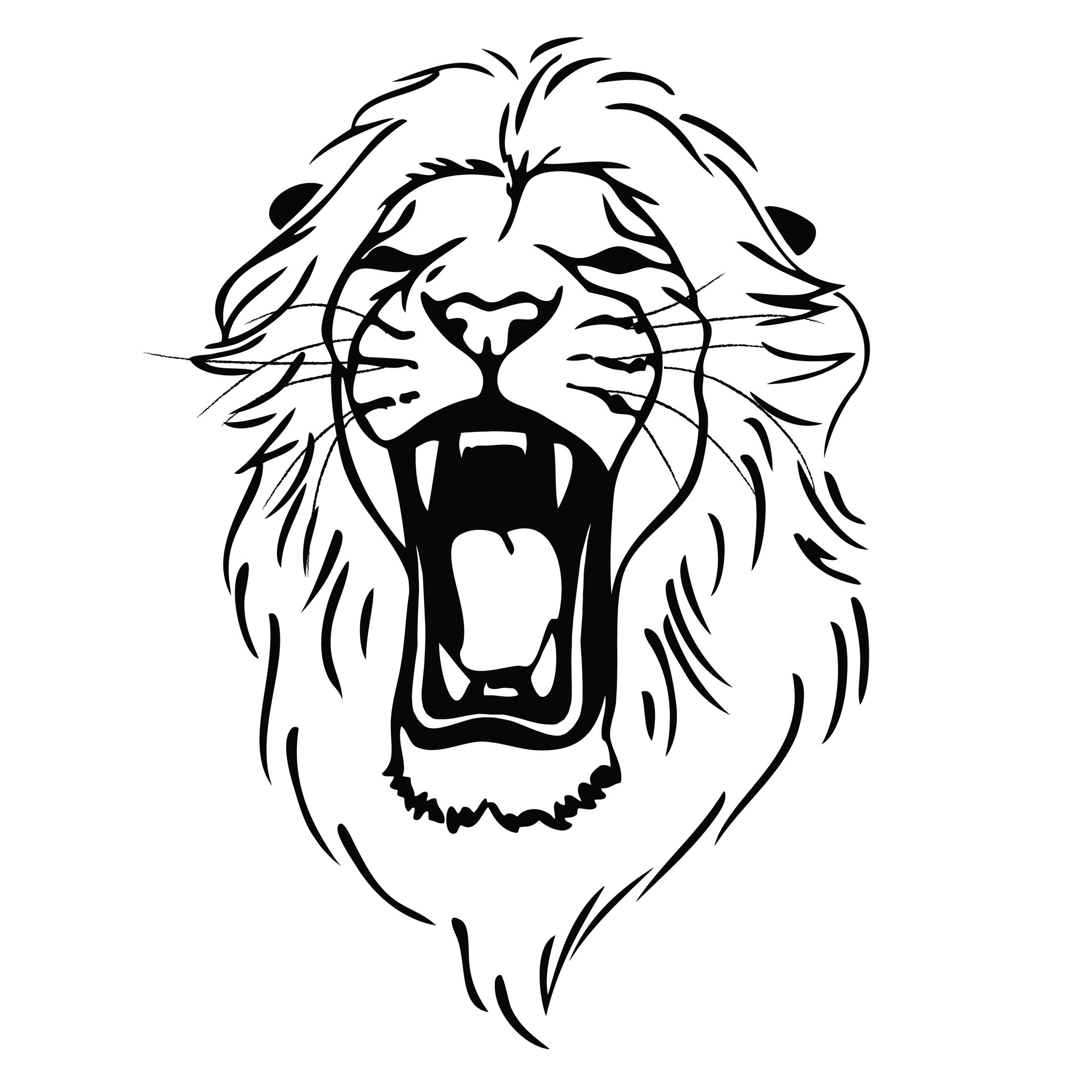 Lion roaring drawing.