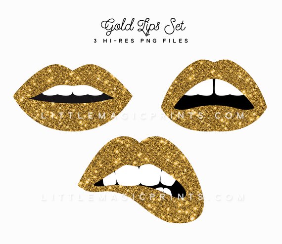 Gold lips clipart