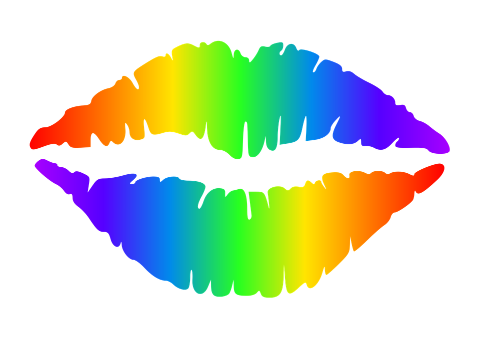 Lips clipart rainbow.
