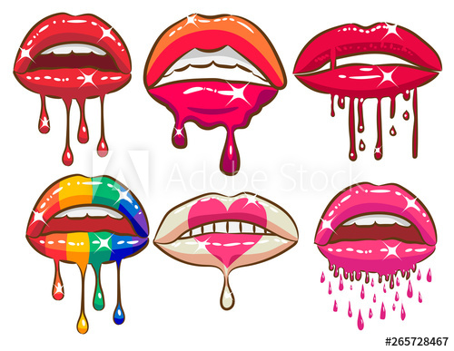 Dripping lips vector.