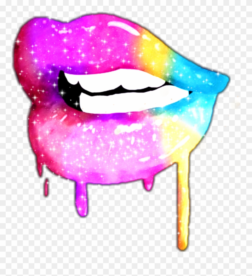 Sparkle Glitter Kiss Lips Colorful Rainbow