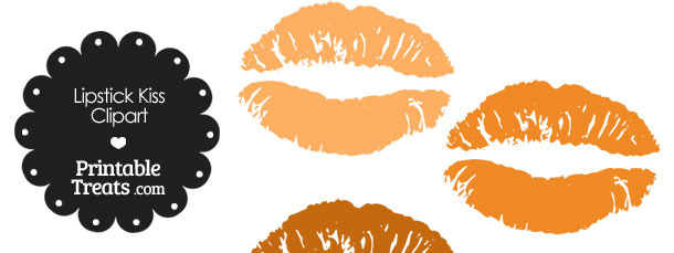 Lipstick Kiss Clipart in Shades of Orange