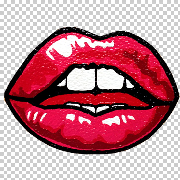 Pop art Drawing Lip , lips, red, white, and black lips