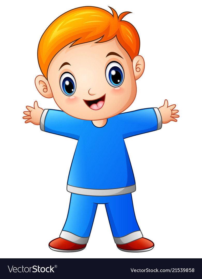 Cute little boy cartoon in blue shirt