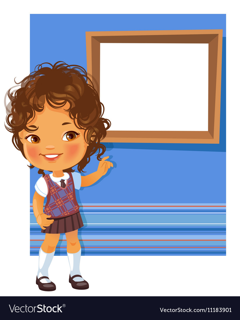 Cute little girl wearing school uniform