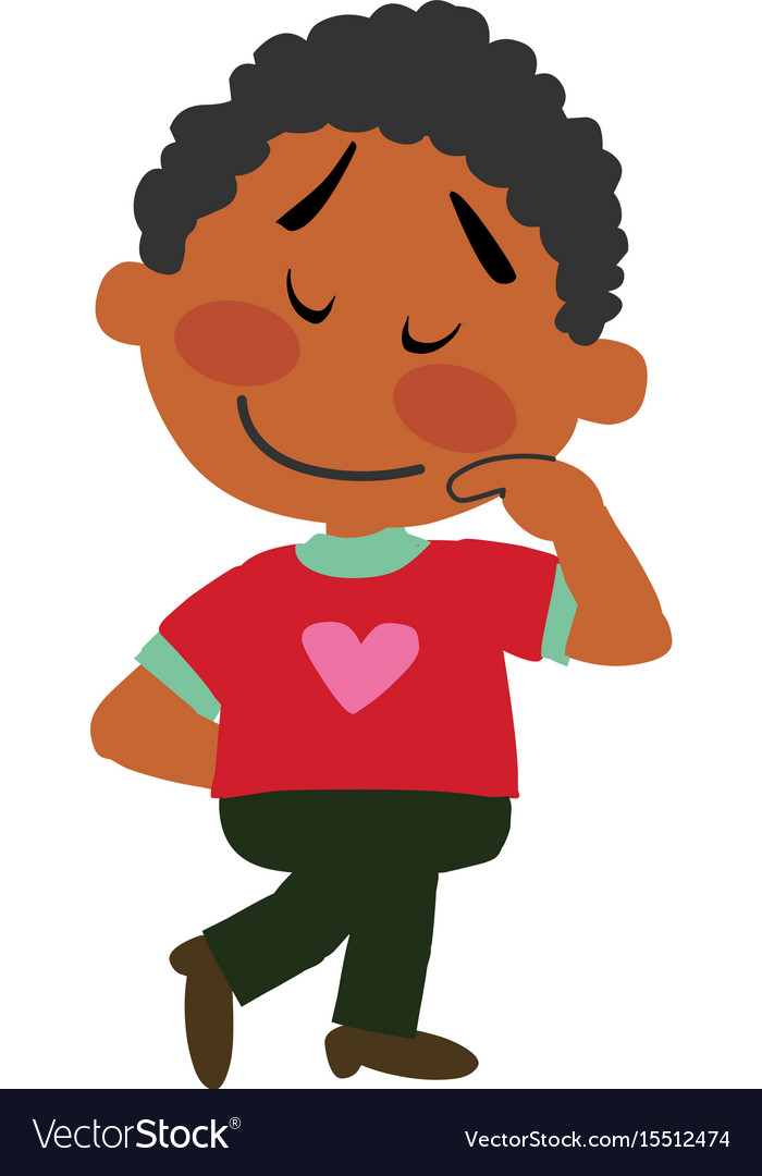 Cartoon character of a shy black boy