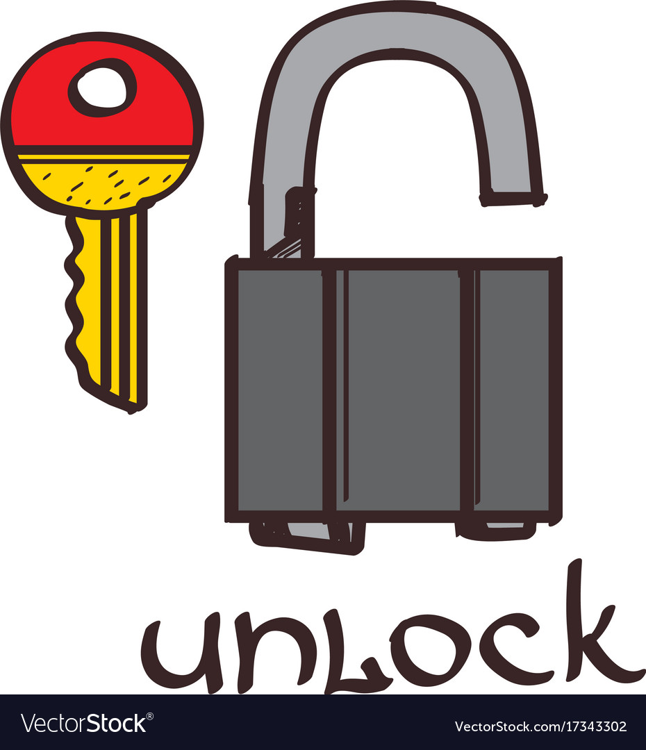 Lock and key clipart color on a white background