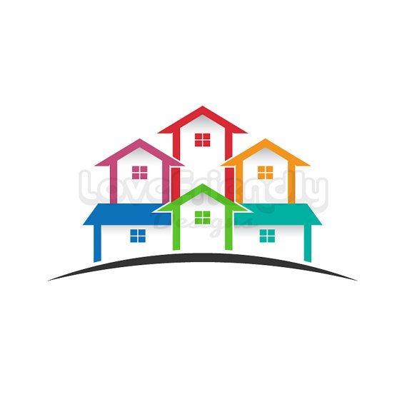 Real Estate logo, colored houses clip art