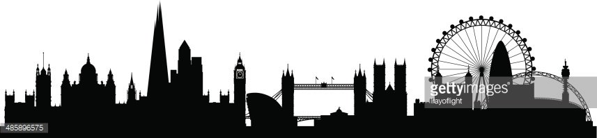 London city skyline silhouette background Clipart Image