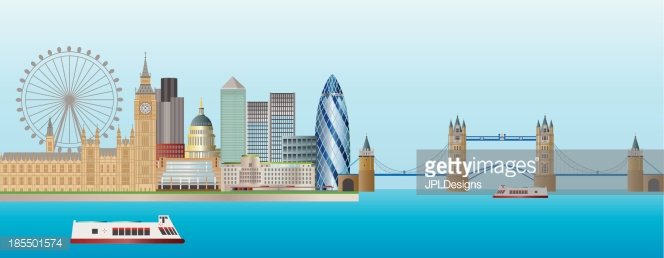 London Skyline Panorama Vector Illustration Clipart Image