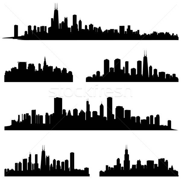 City silhouette set.