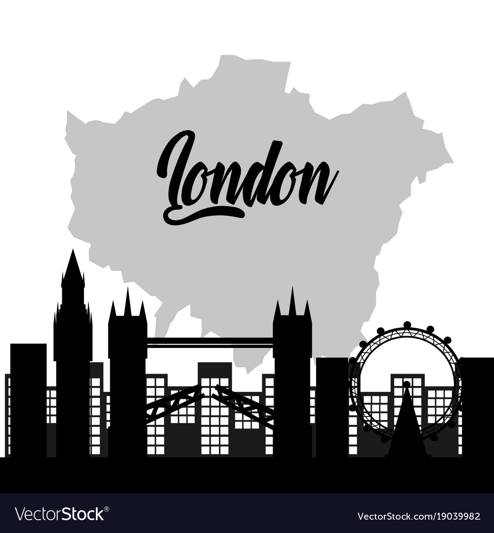 London city map with famous buildings tourism