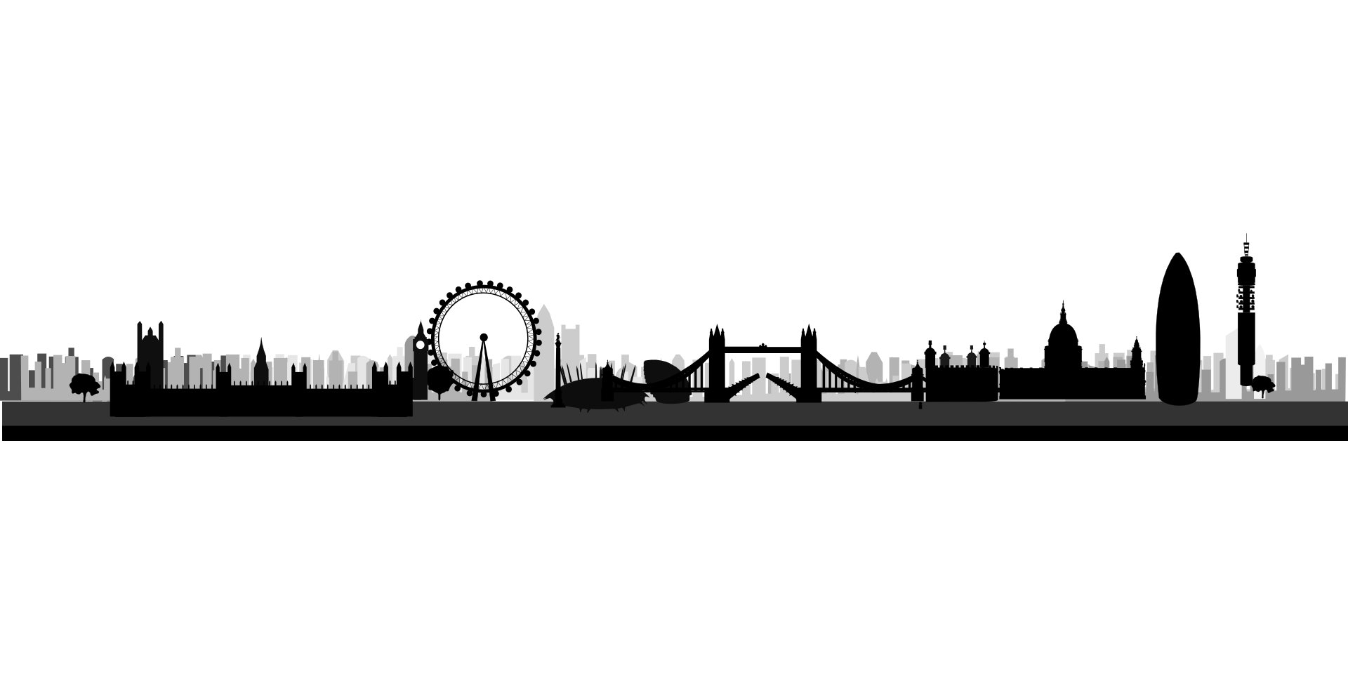 London panorama with landmarks, illustration free image