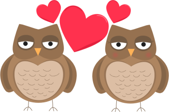 Owls in Love Clip Art