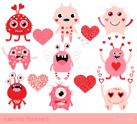 Cute valentine monsters.