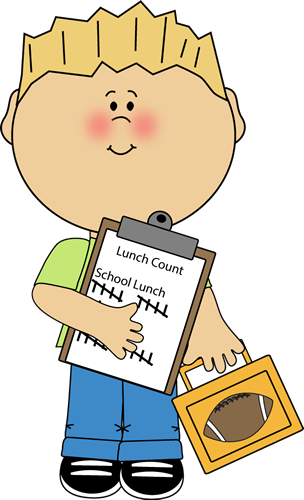 Kid with lunch box clipart