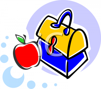 Clipart Picture of a Lunch Box and Apple