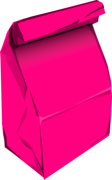 Pink paper bag.