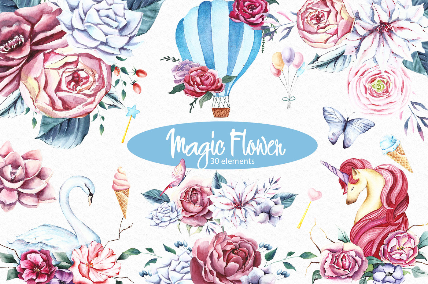 Magic flower clipart By SpringArtShop