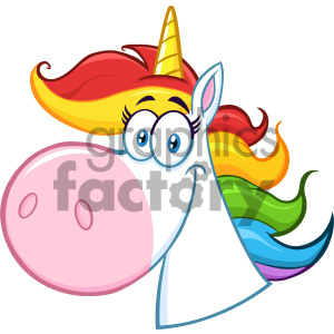 Clipart Illustration Smiling Magic Unicorn Head Cartoon Mascot Character  Vector Illustration Isolated On White Background