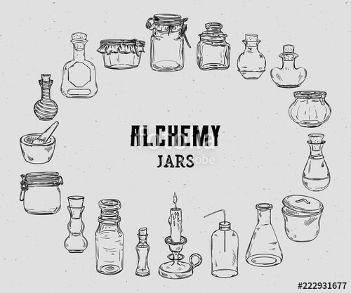 Empty alchemy jars for potions collection